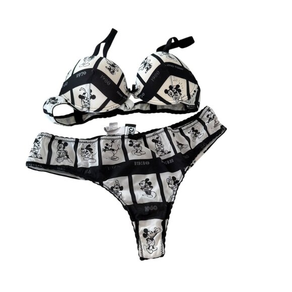 Dolce Gabbana ultra rare mickey mini Bra and cheeky pantie set Y2K VTG 70B 32B - Picture 8 of 16